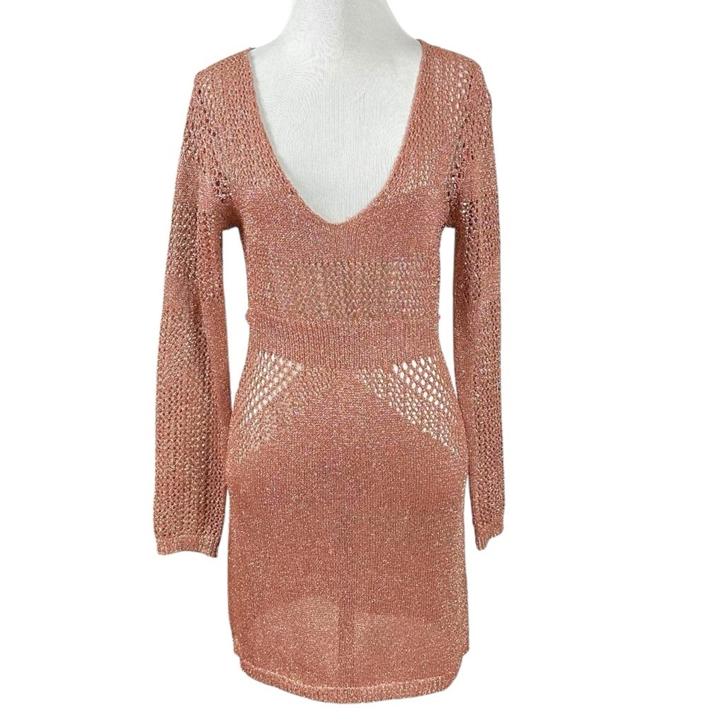 Superdown Nuri Crochet Mini Dress in Copper Size Medium Bodycon - Picture 5 of 14